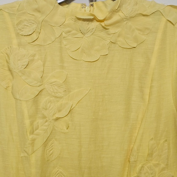 Antonio Melanie Women's Dress 12 Yellow Mock Neck Short Sleeves Knee-Length 0666 - Picture 6 of 15